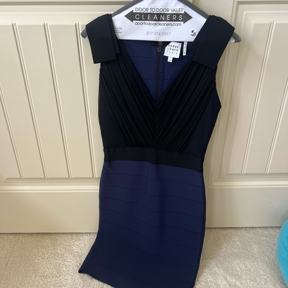 Herve Leger Black and Navy Mini Dress